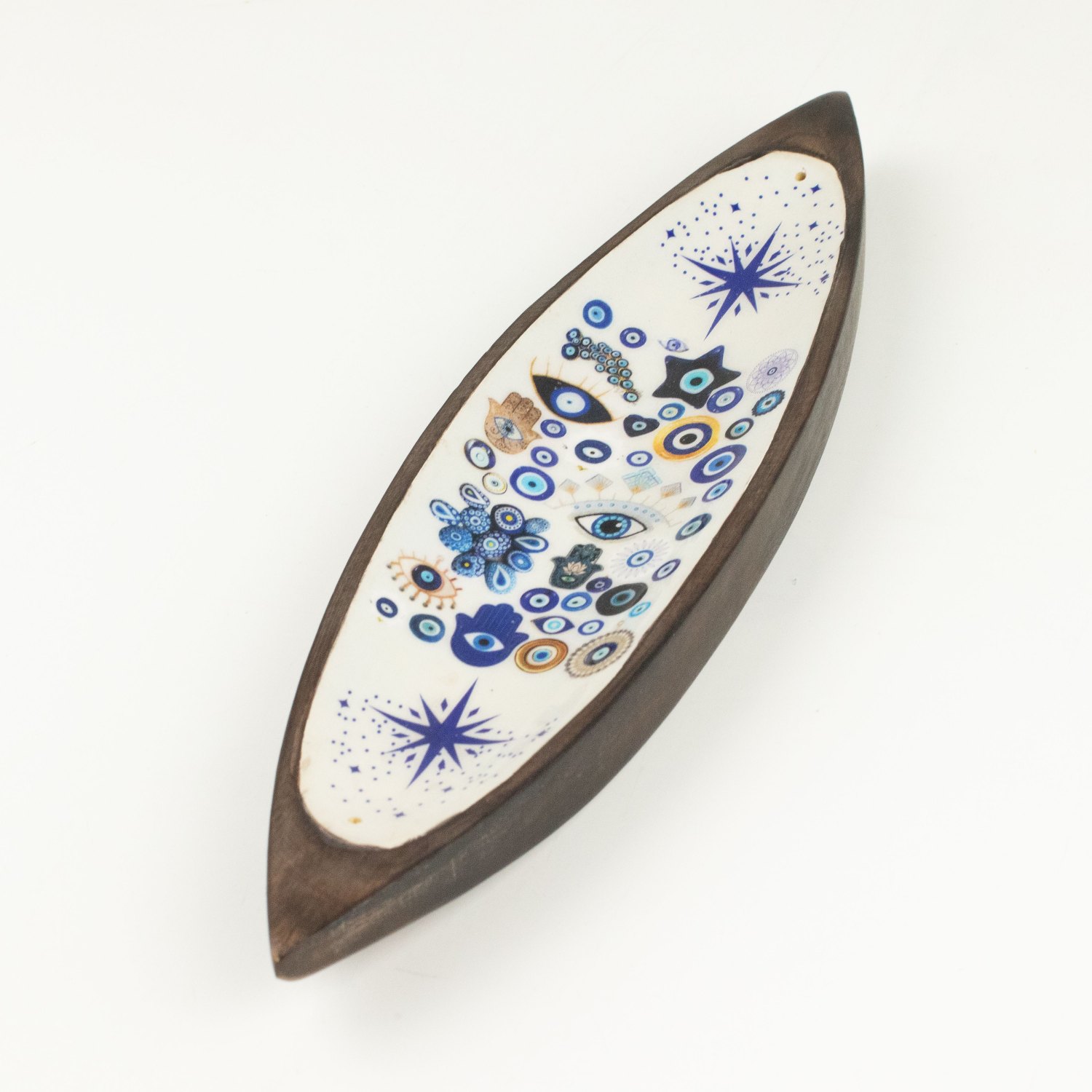 Evil Eye Mango Wood Enamel Incense Bowl1