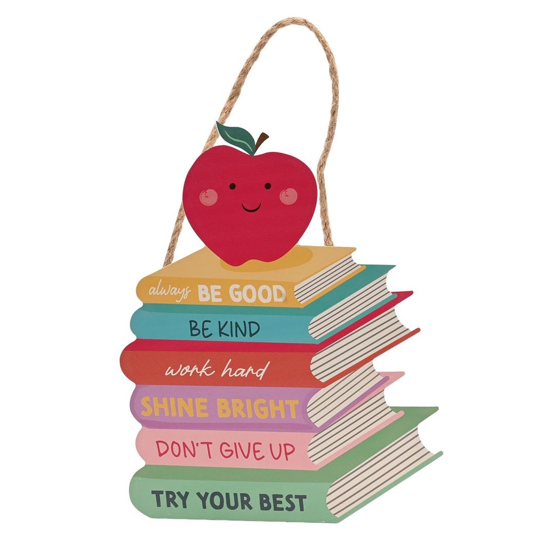 Celebrations School Years Inspire Apple & Books Hanging Plaque
