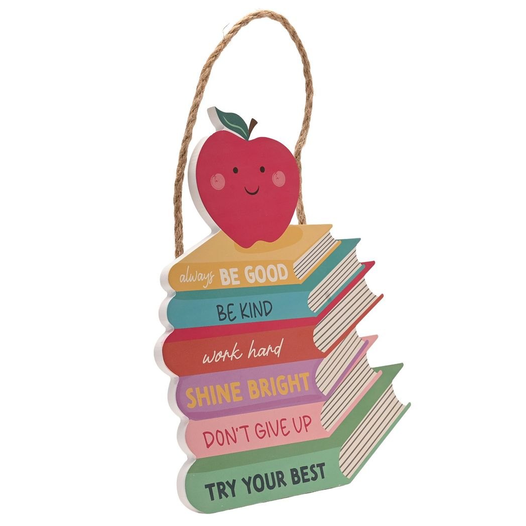 Celebrations School Years Inspire Apple & Books Hanging Plaque2