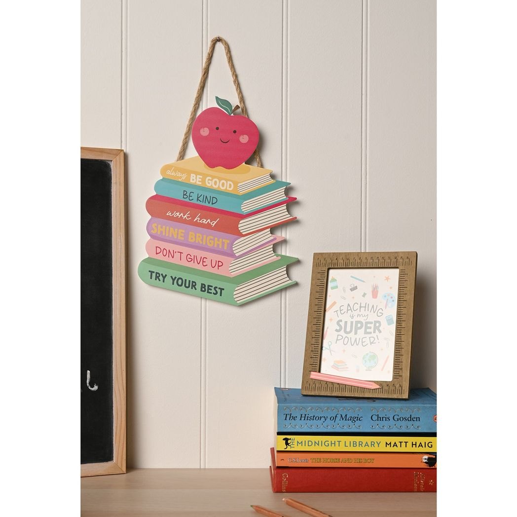 Celebrations School Years Inspire Apple & Books Hanging Plaque4