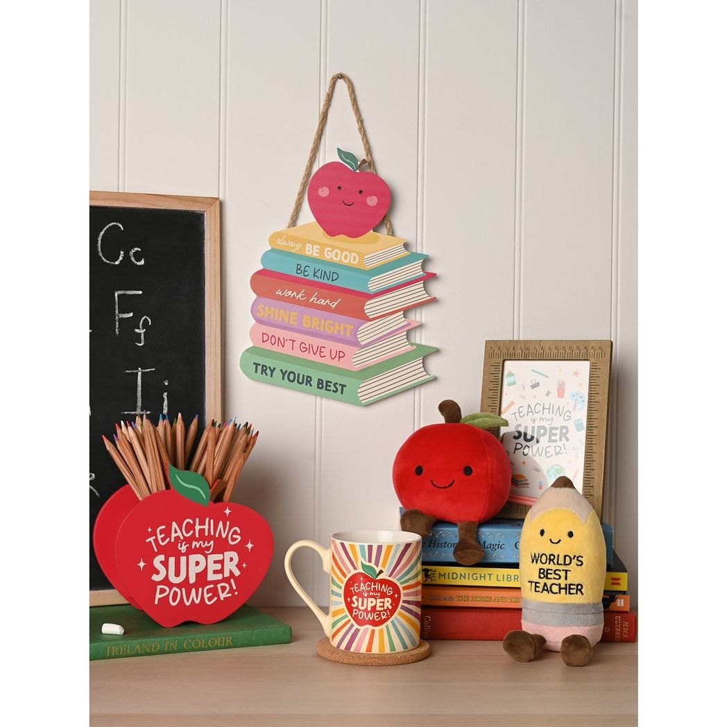 Celebrations School Years Inspire Apple & Books Hanging Plaque5