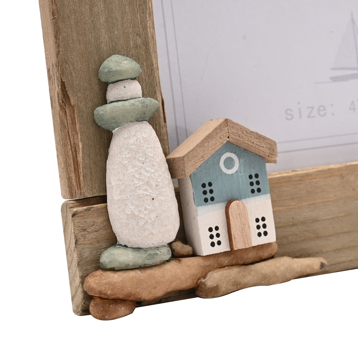 Love Life By The Sea Driftwood Photo Frame with Sea Glass2