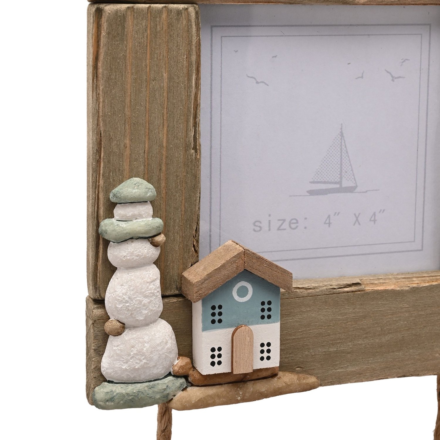 Love Life By The Sea Driftwood Triple Hanging Frame with Sea Glass2