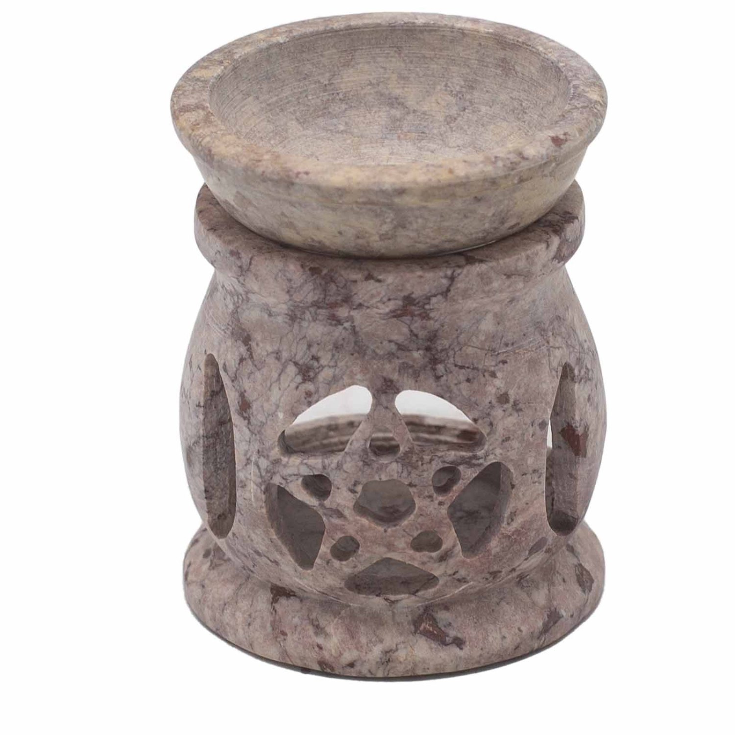 Three Moon Pentagon Soapstone Oil Burner – 8cm
