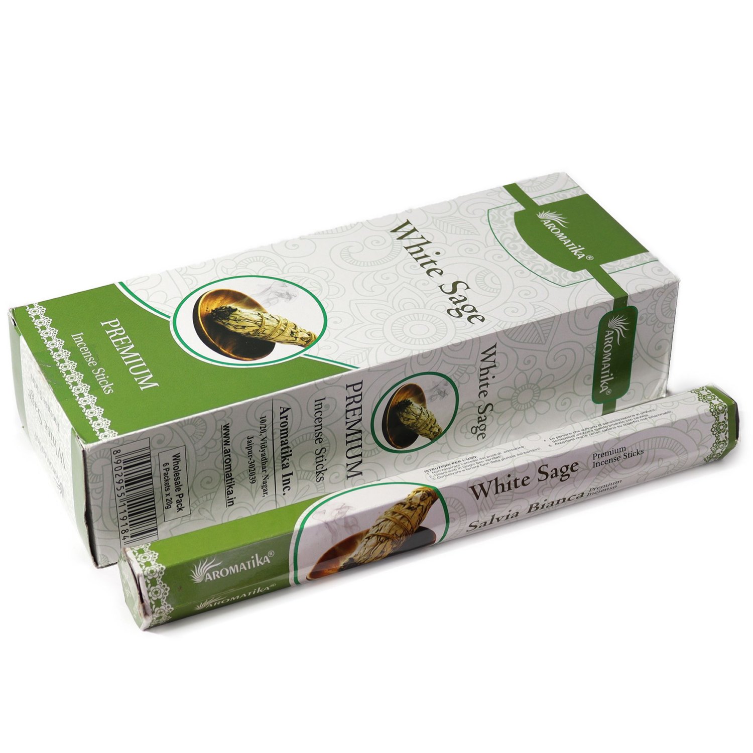 Aromatika Premium Charcoal-Free Hex Incense Sticks –White Sage (20 Pack)1