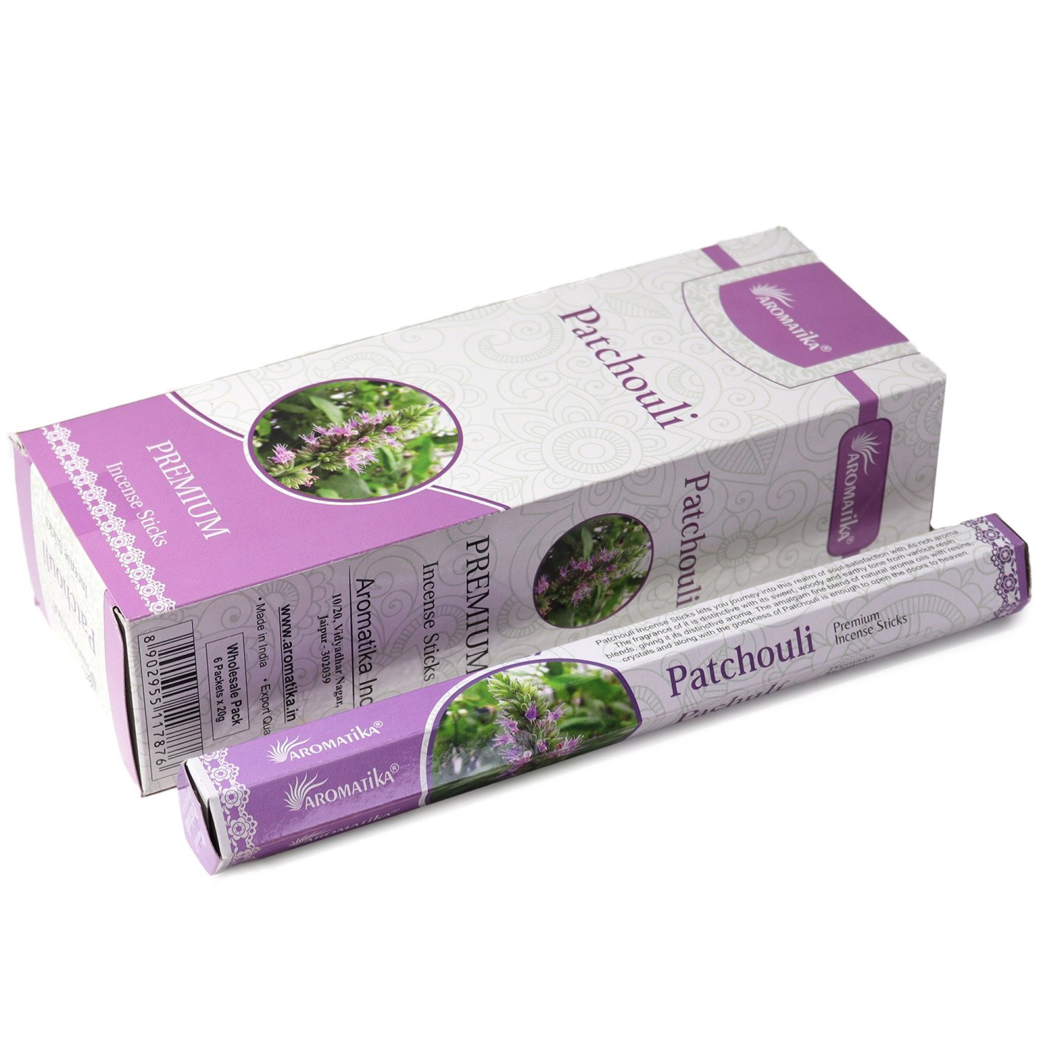 Aromatika Premium Charcoal-Free Hex Incense Sticks – Patchouli (20 Pack)1