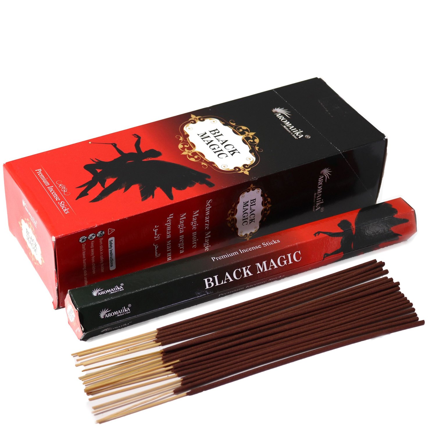 Aromatika Premium Charcoal-Free Hex Incense Sticks – Black Magic (20 Pack)