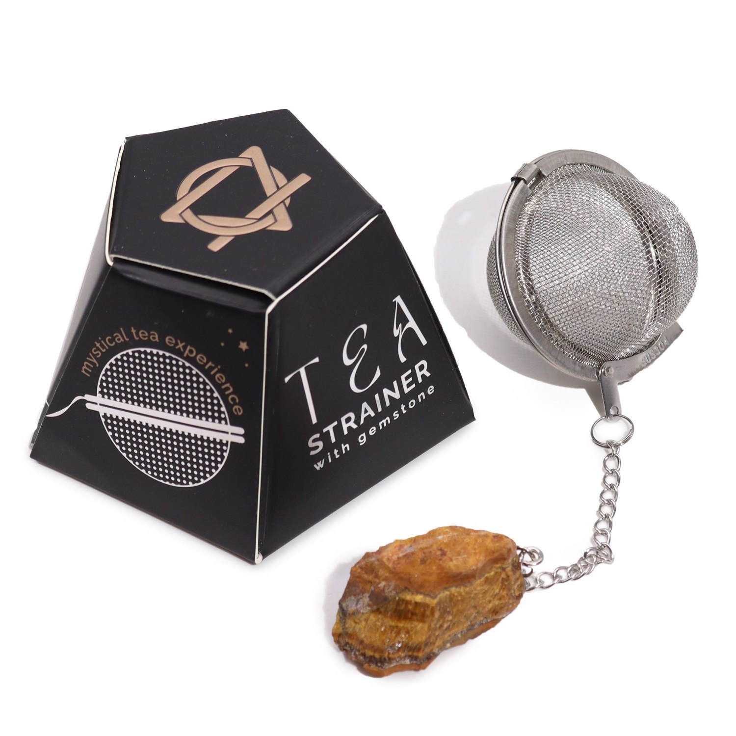 Gold Tiger's Eye Raw Crystal Gemstone Tea Strainer