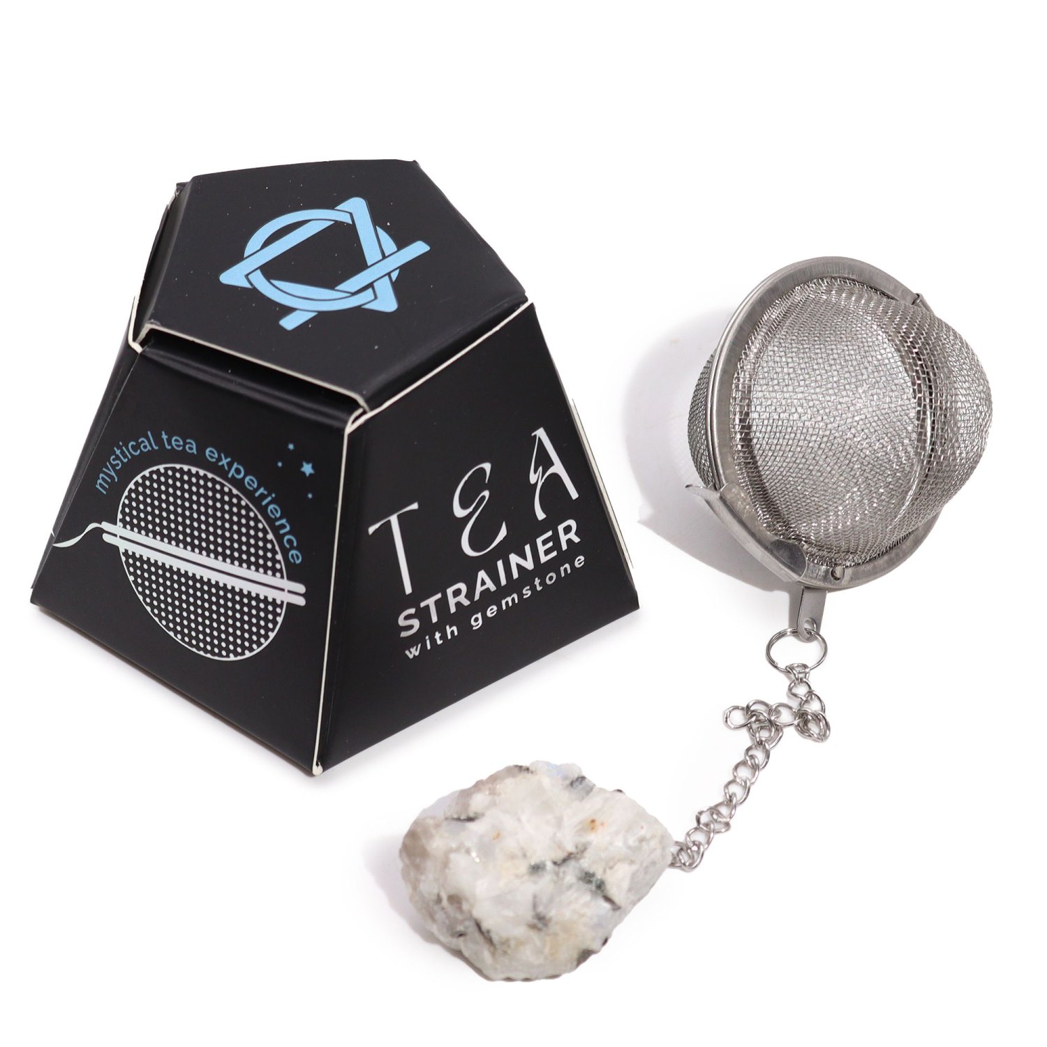 Rainbow Moonstone Raw Crystal Gemstone Tea Strainer