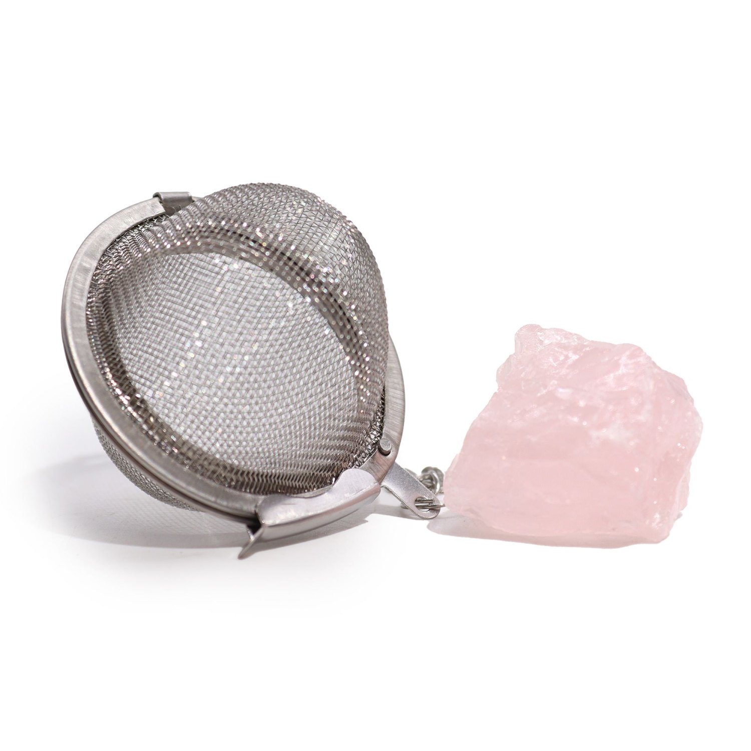 Rose Quartz Raw Crystal Gemstone Tea Strainer1