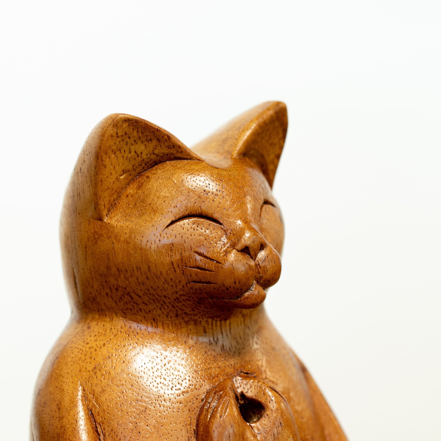 Meditating Yoga Cat Suar Wood Incense Burner – Large2
