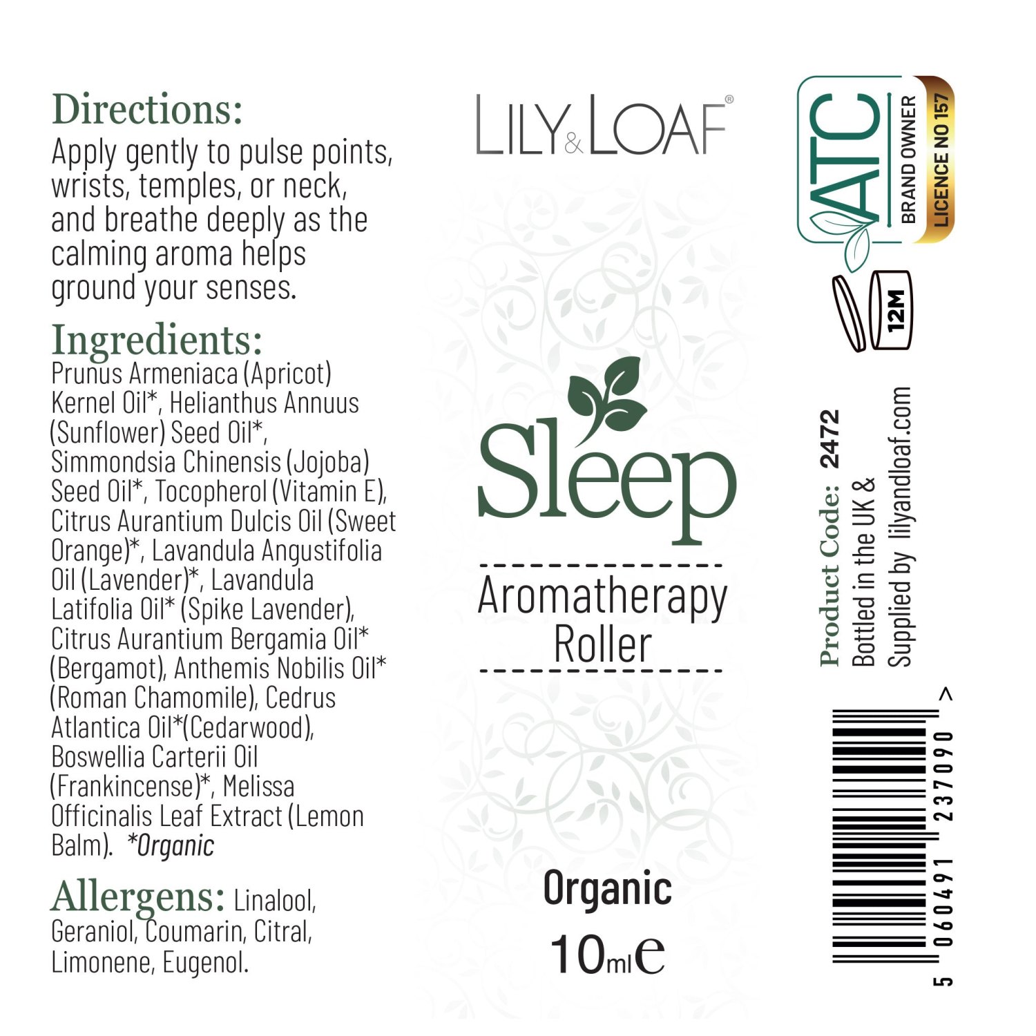 Lily & Loaf Sleep Aromatherapy Organic Roller – 10ml3