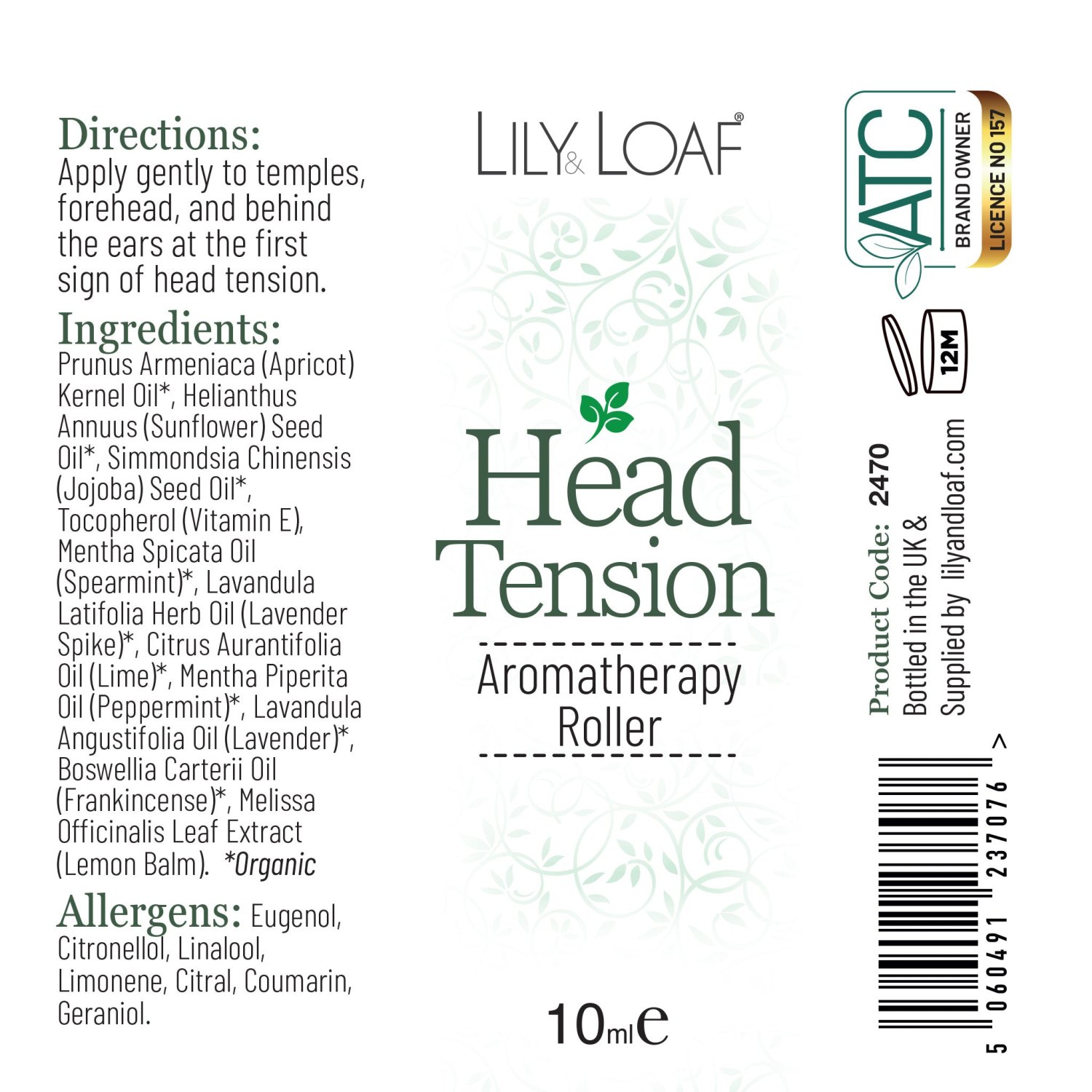 Lily & Loaf Head Tension Aromatherapy Organic Roller – 10ml3