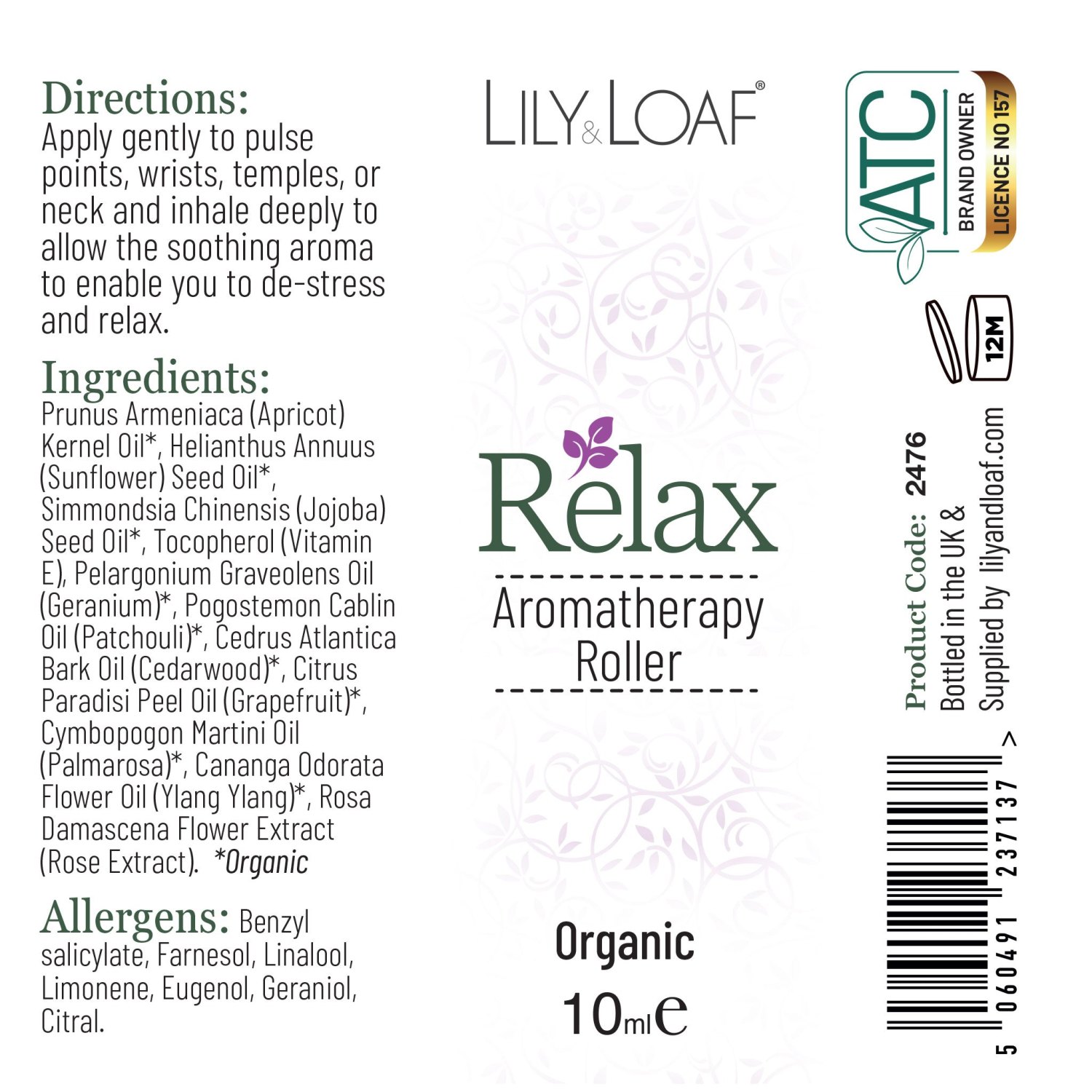 Lily & Loaf Relax Aromatherapy Organic Roller – 10ml3