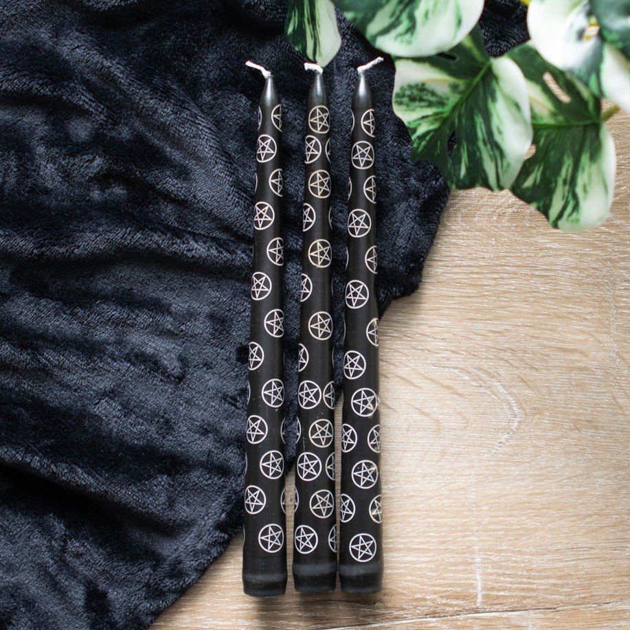 Black Magic Pentagram Taper Candles – Set of 34