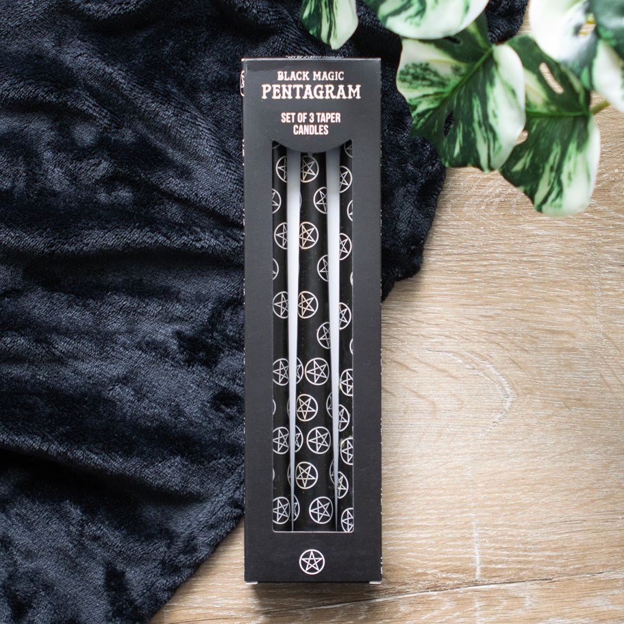 Black Magic Pentagram Taper Candles – Set of 35