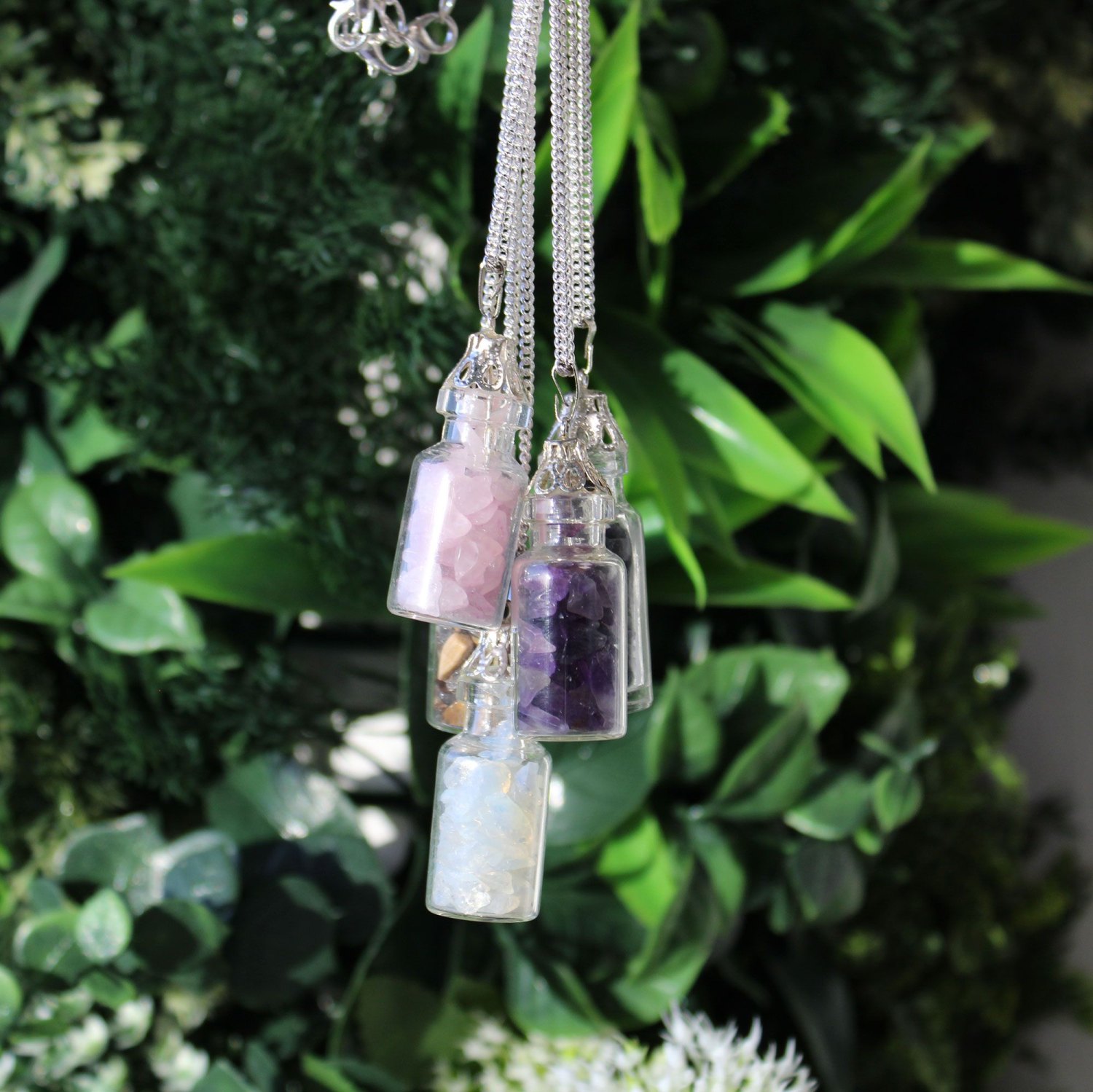 Opalite Bottled Gemstone Necklace – Silver Plated1