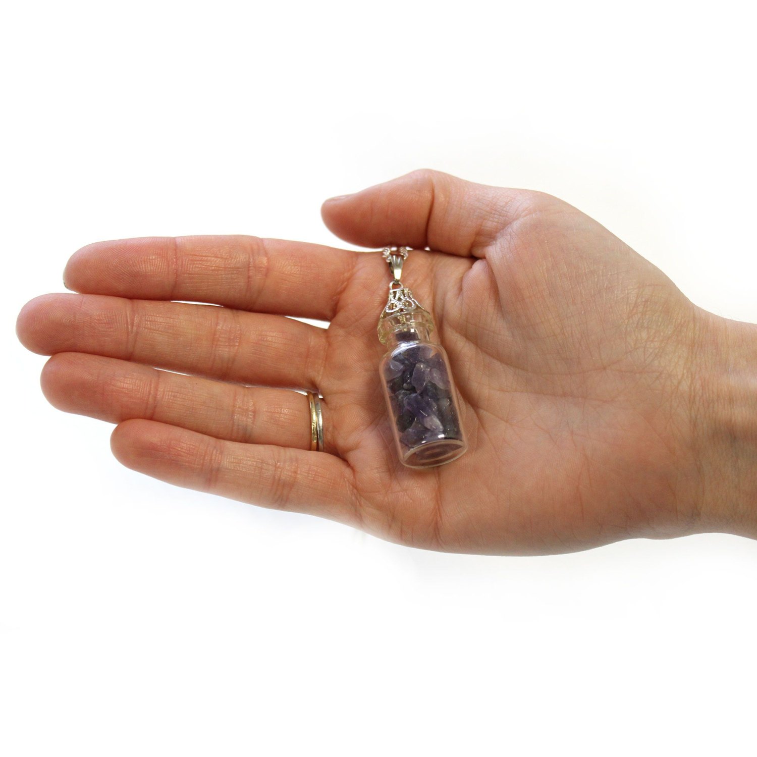 Amethyst Bottled Gemstone Necklace – Silver Plated1