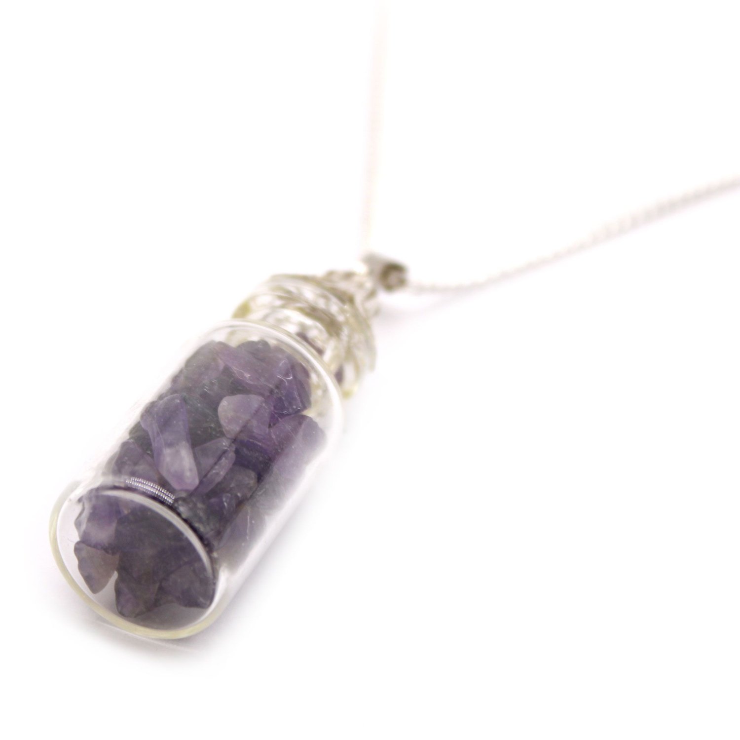Amethyst Bottled Gemstone Necklace – Silver Plated3
