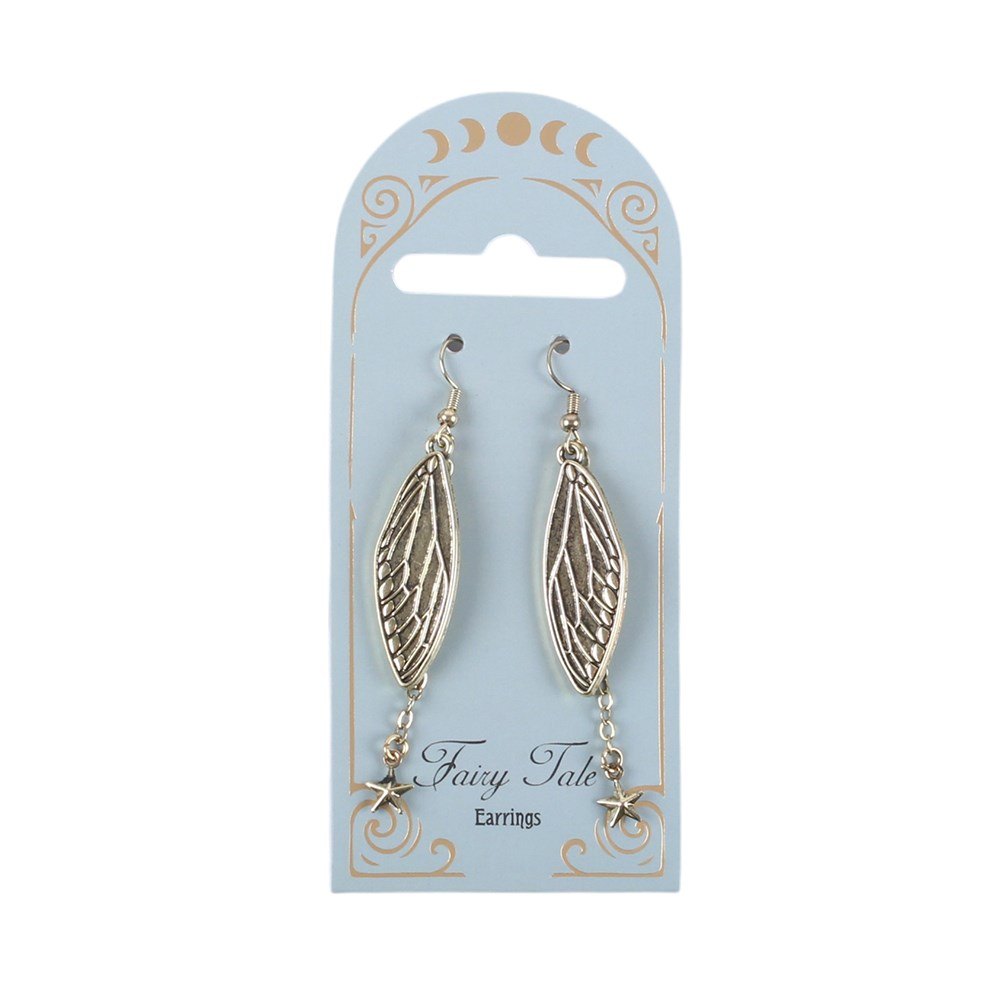 Fairy Tale Fairy Wing Drop Earrings with Star Charms
