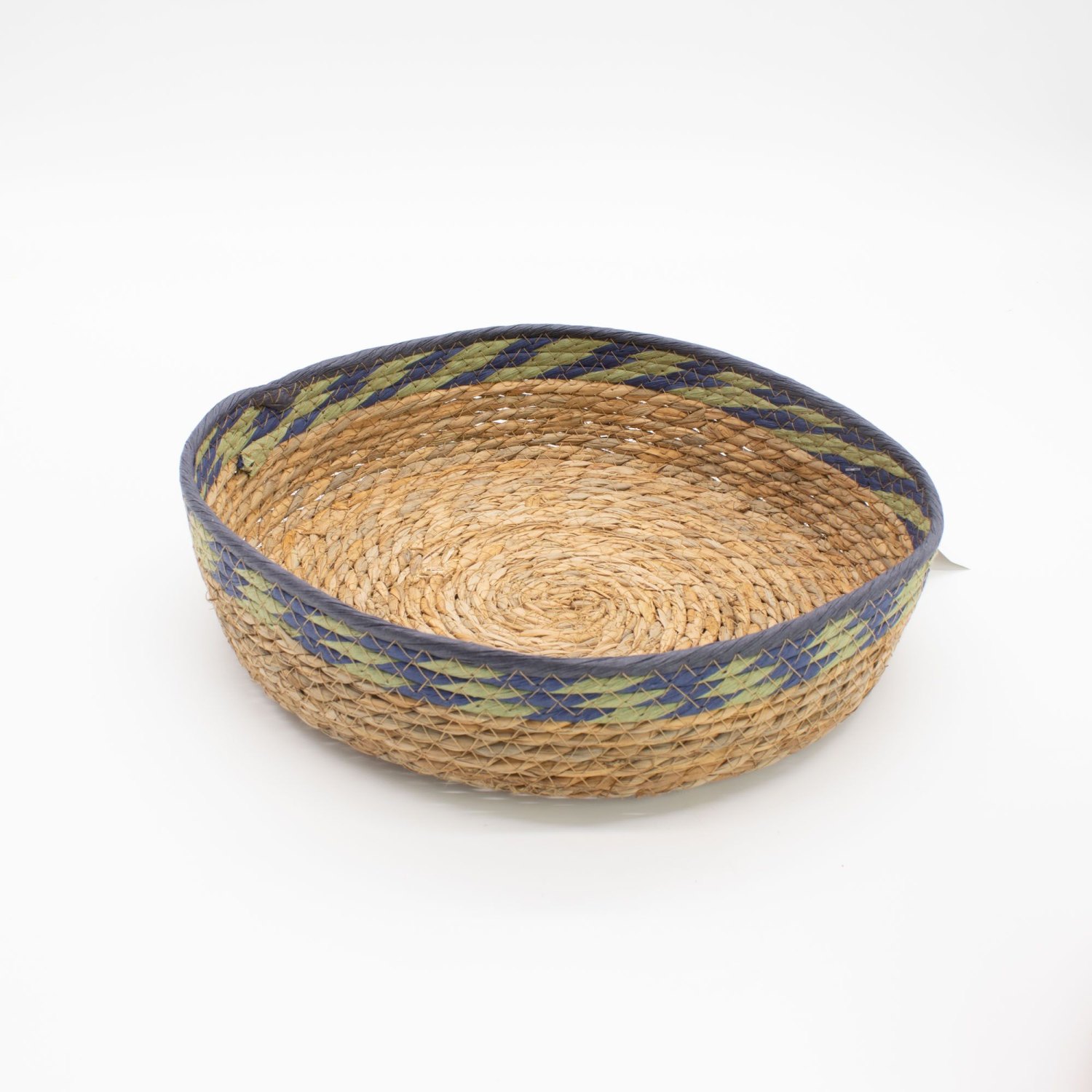 Natural Straw & Seagrass Tray Baskets – Green & Blue – Set of 33