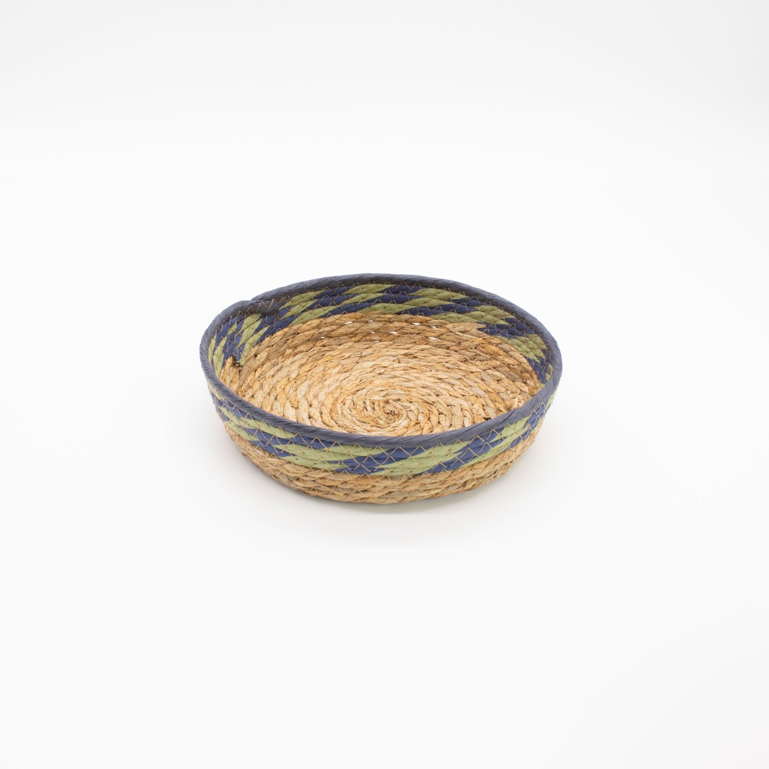 Natural Straw & Seagrass Tray Baskets – Green & Blue – Set of 35