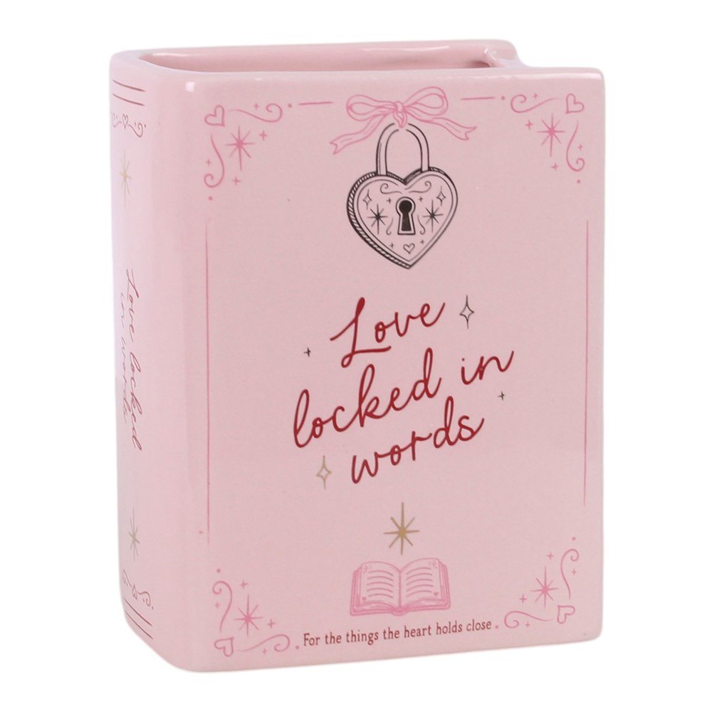Love Locked in Words Book-Shaped Ceramic Vase