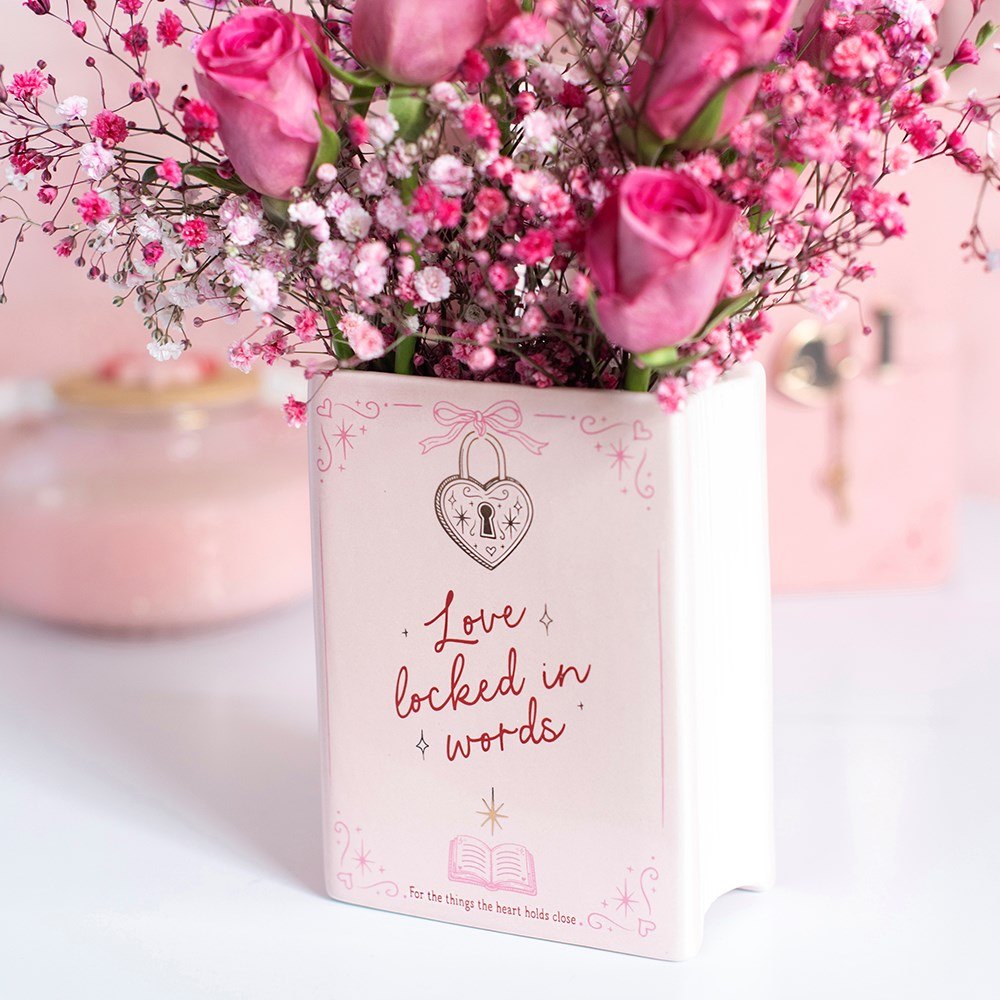 Love Locked in Words Book-Shaped Ceramic Vase3