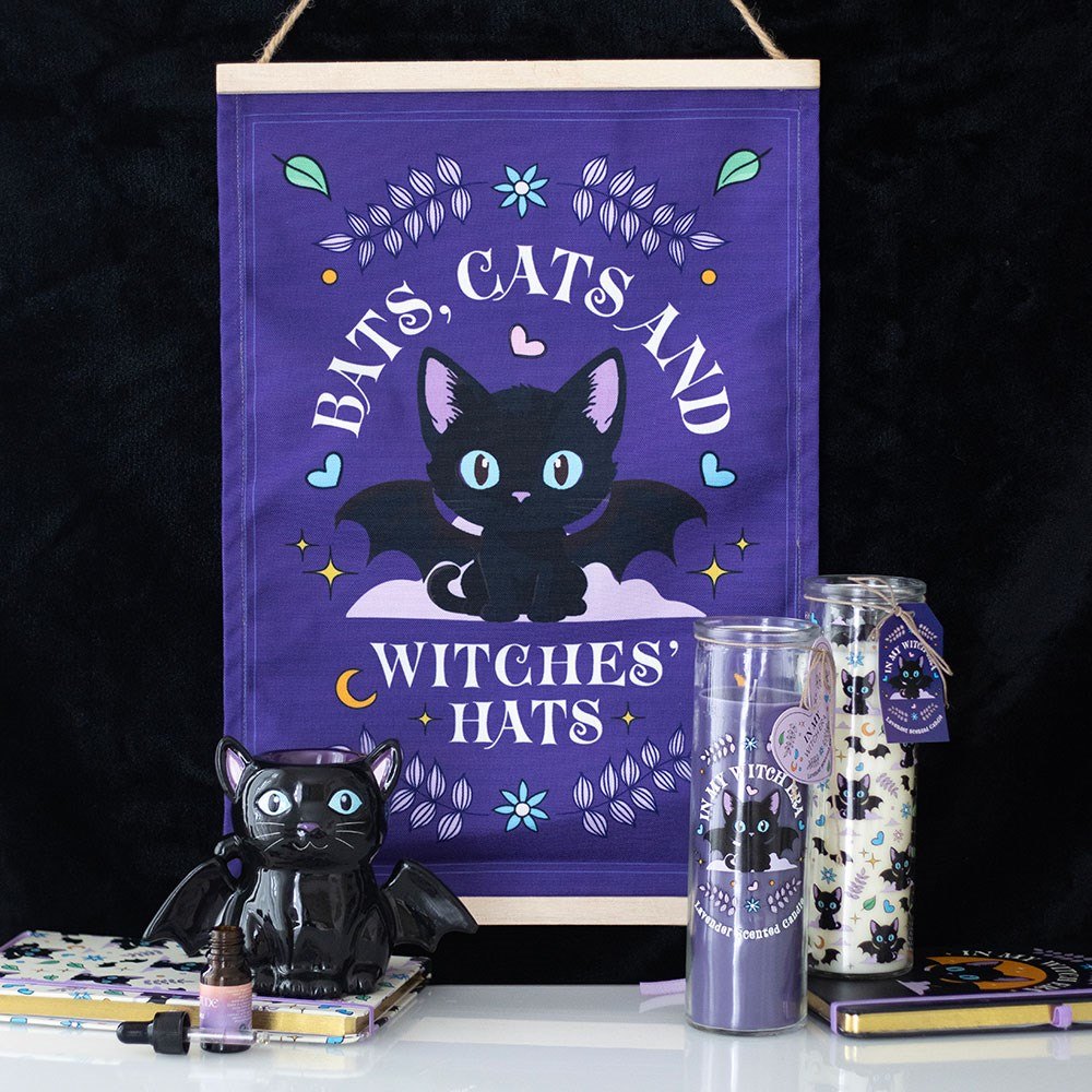 Bats, Cats & Witches Hats Fabric Wall Hanging4