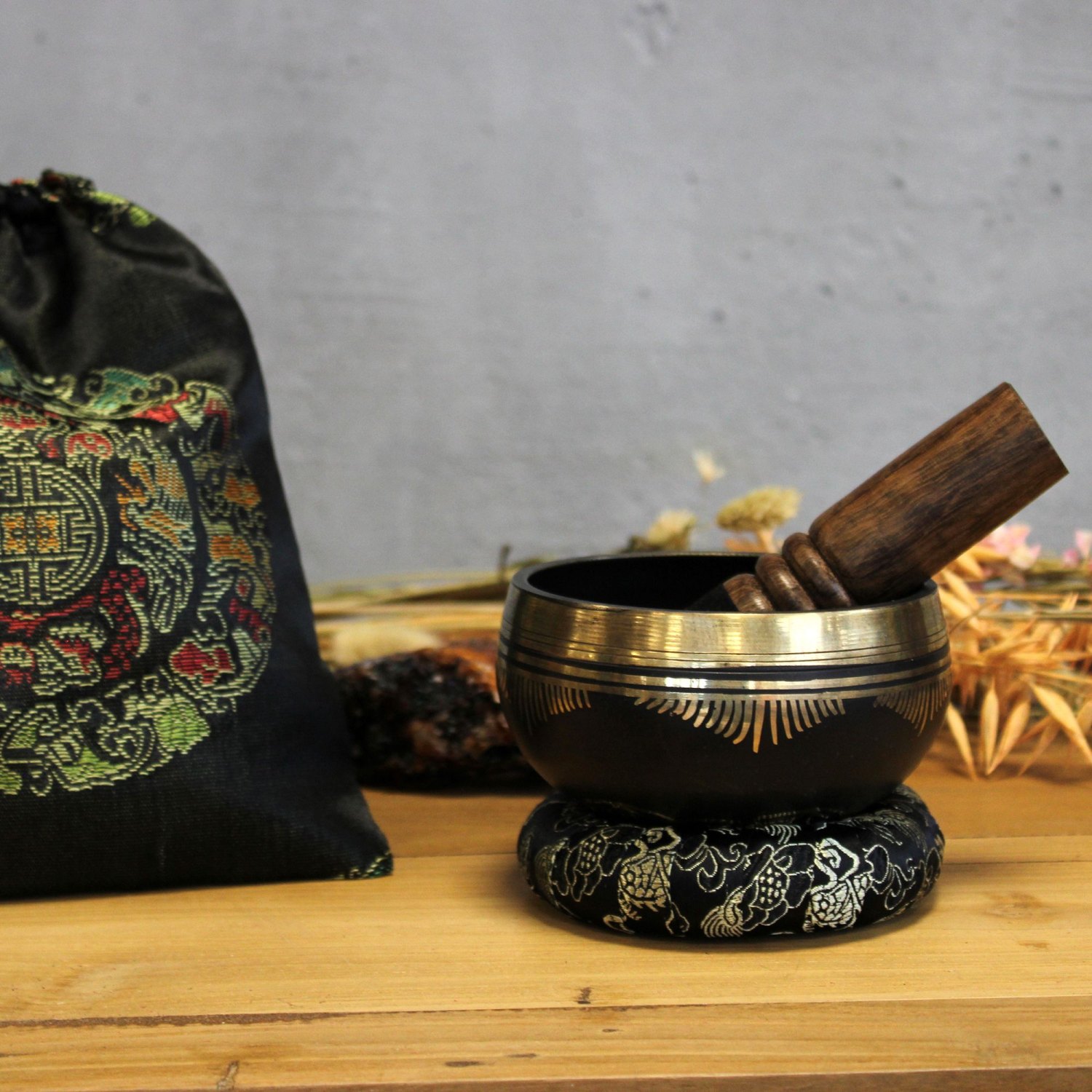 Flower of Life Brass Singing Bowl Set7