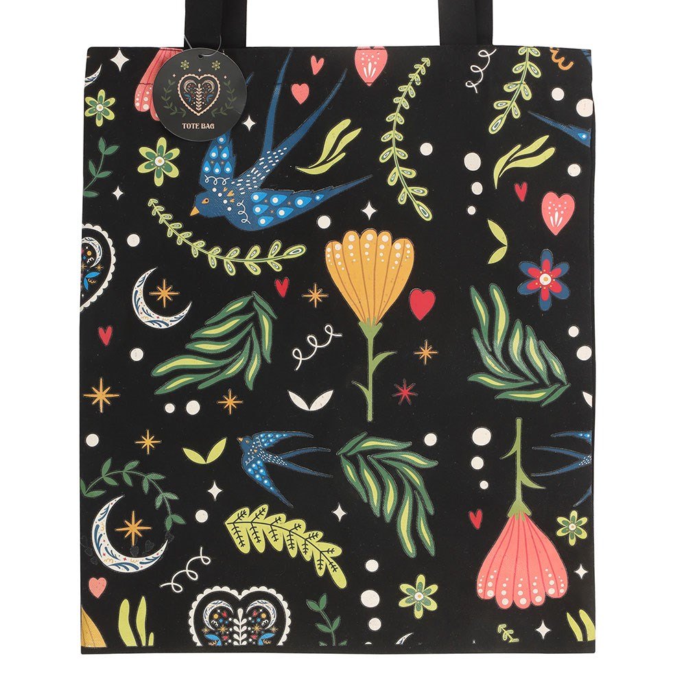 Midnight Bloom Floral Polycotton Tote Bag1