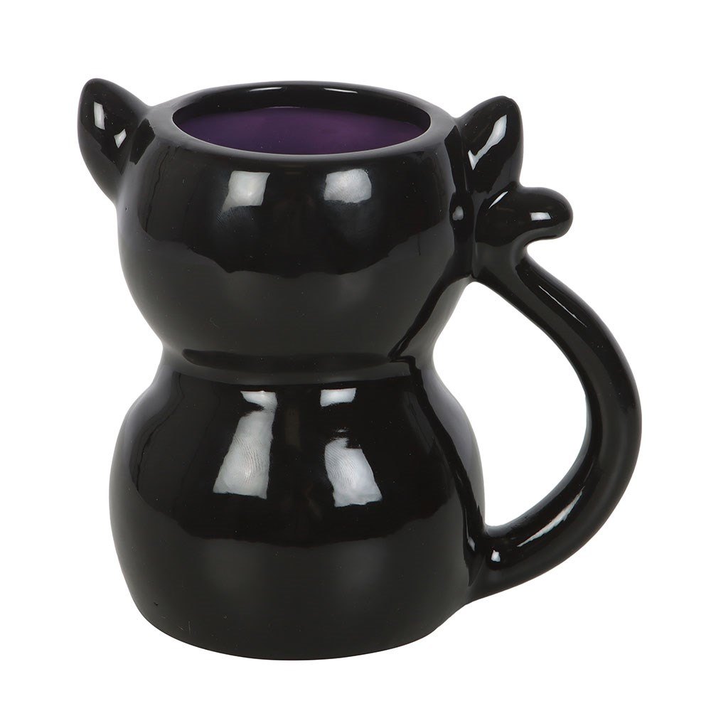 Black Cat Mug with Curled Tail Handle – 500ml2