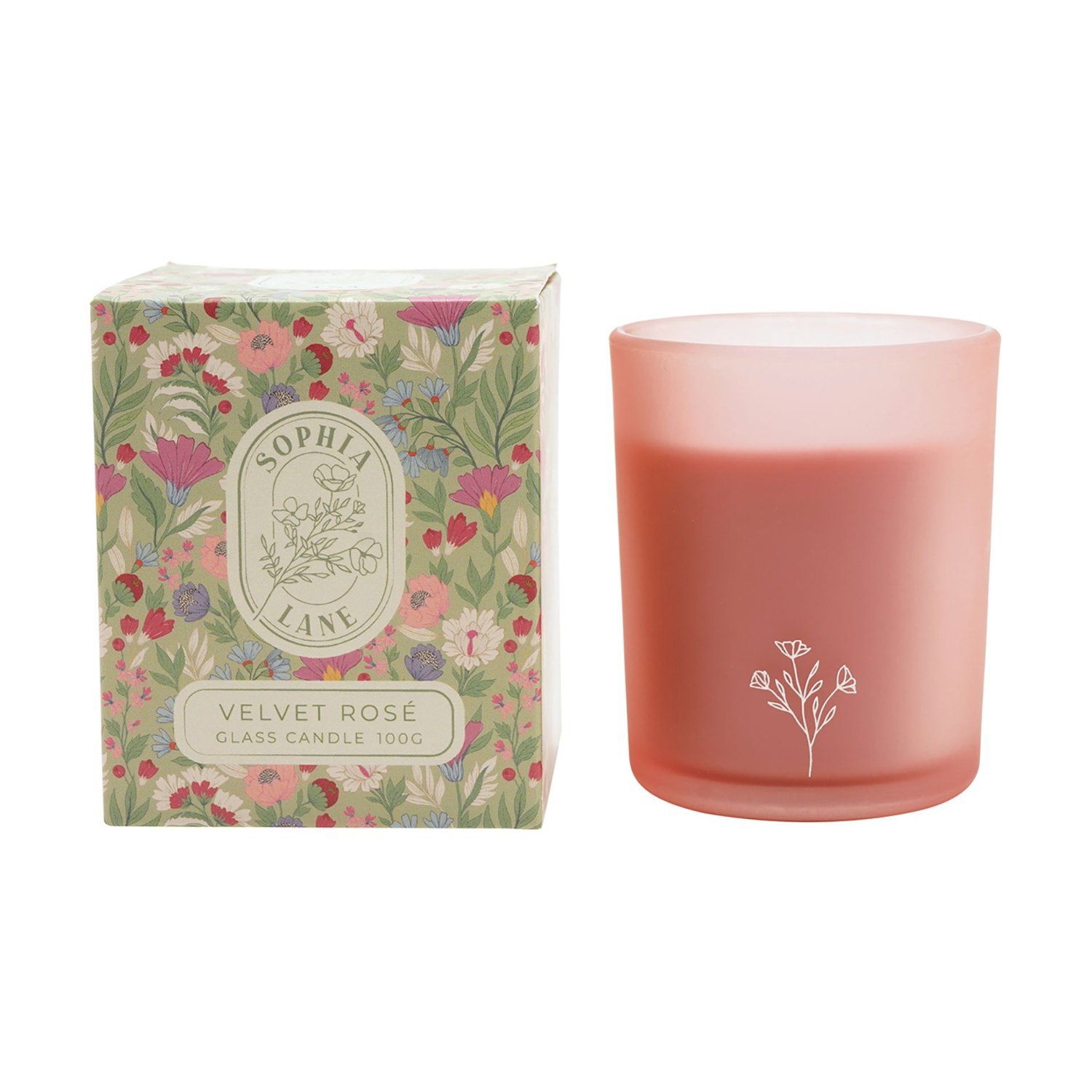 Sophia Lane Velvet Rose Floral Candle 100g