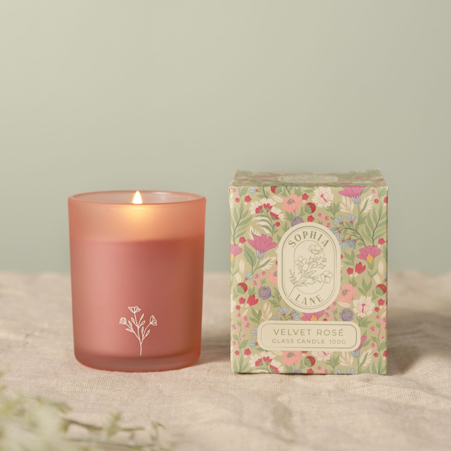 Sophia Lane Velvet Rose Floral Candle 100g5