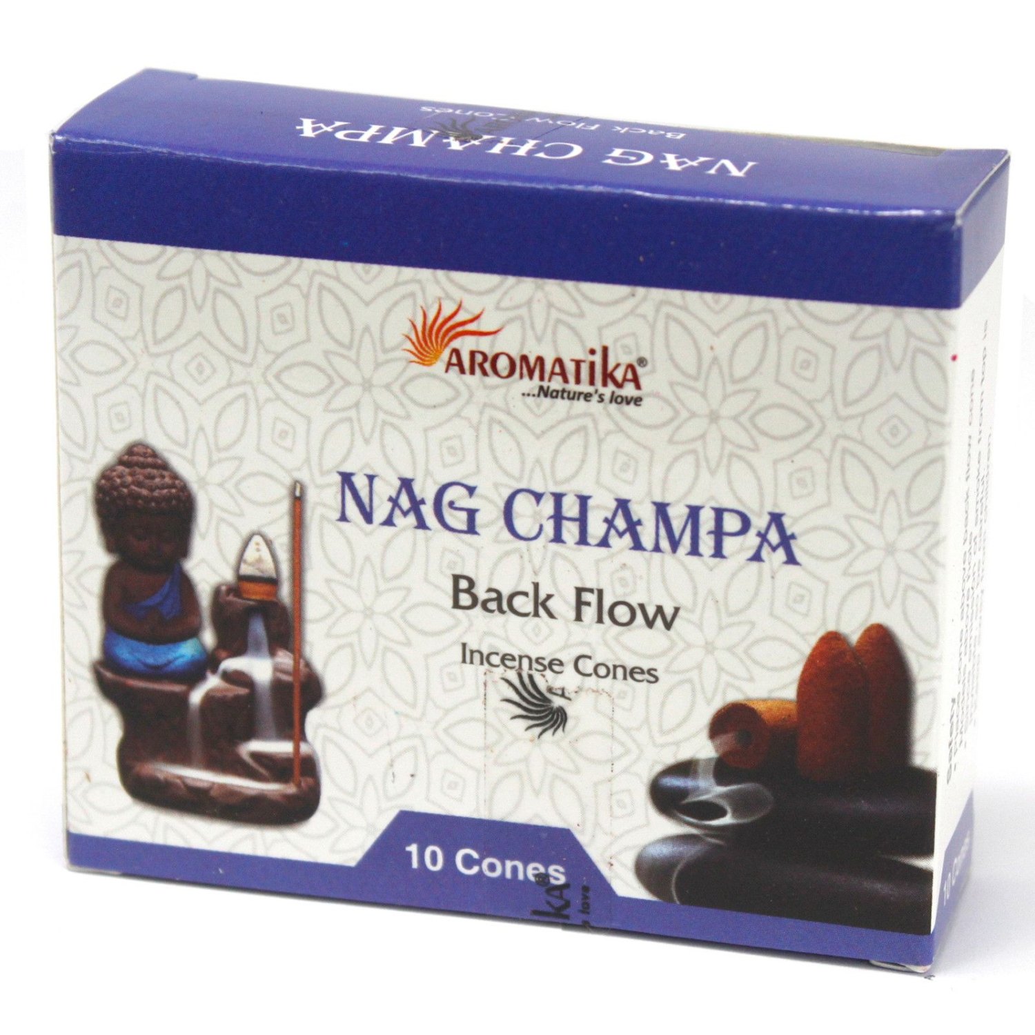 Aromatika Nag Champa Backflow Incense Cones – 10 Pack