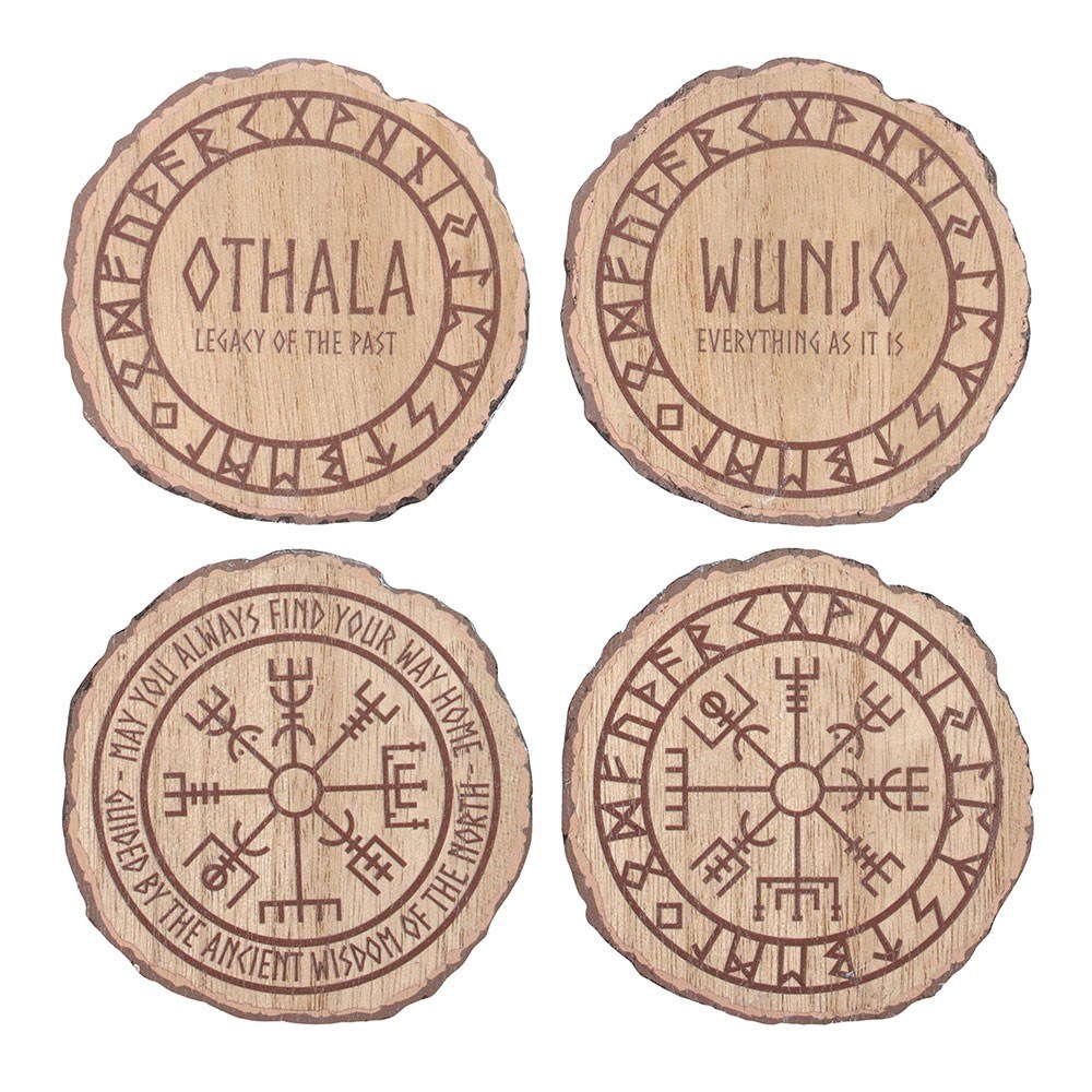 Norse Mythology Wood Slice Style Coasters – Set of 41