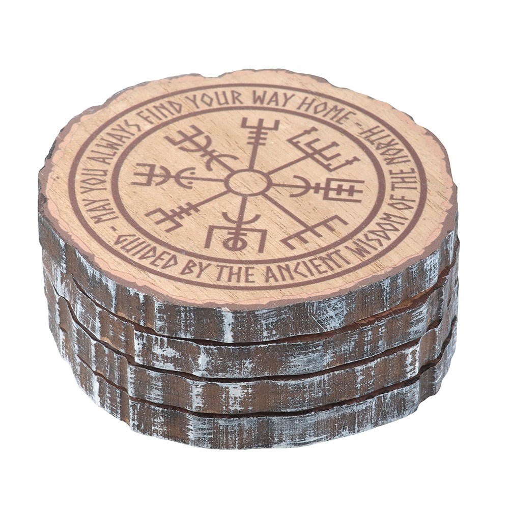 Norse Mythology Wood Slice Style Coasters – Set of 42