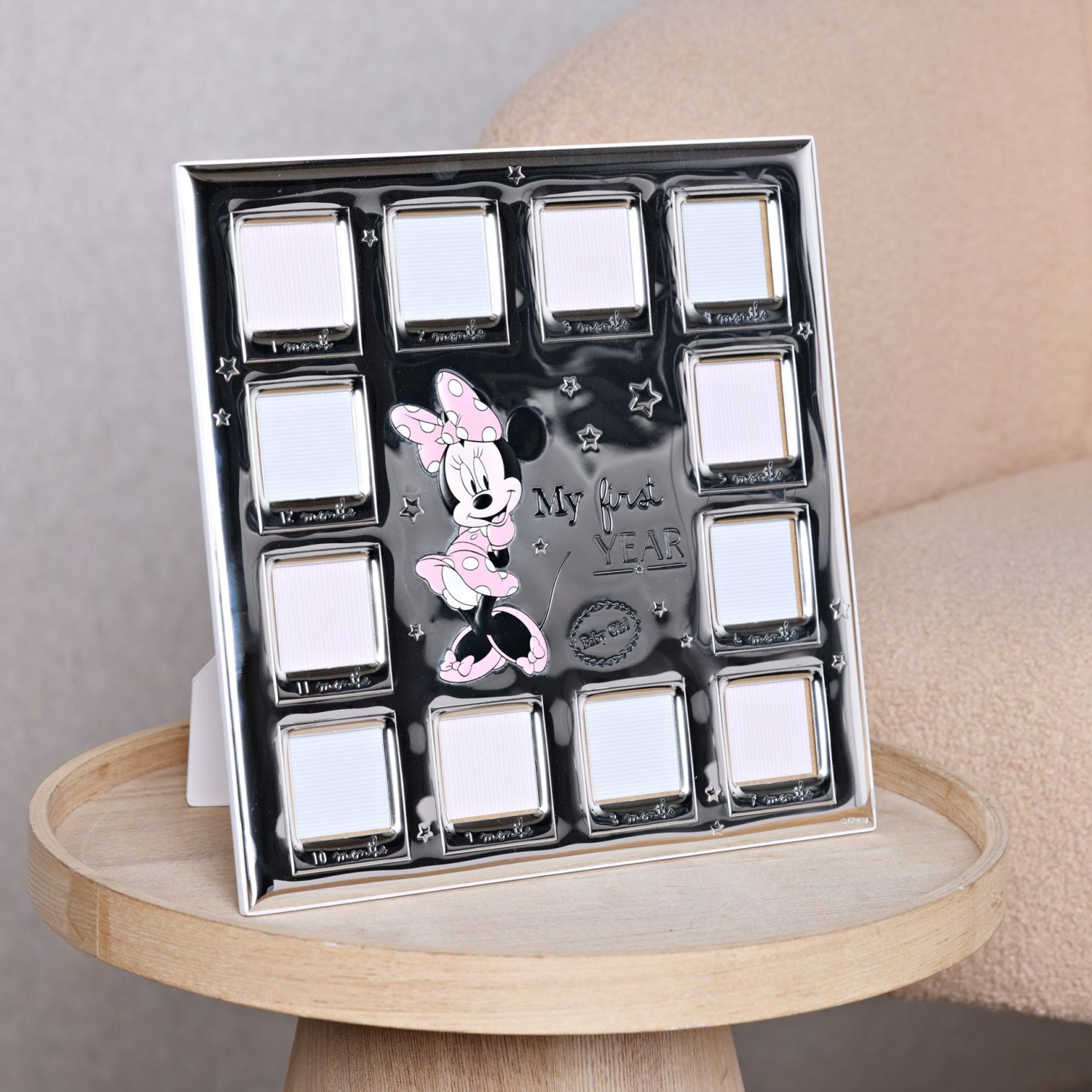 Disney Minnie Mouse Baby Girl 12 Month Photo Frame – 999 Silver Plate1