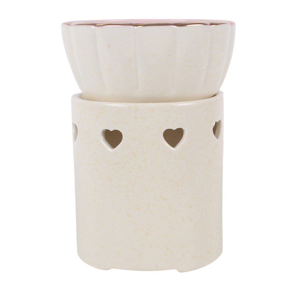 Pink Scalloped Ceramic Fondue Set for Two2
