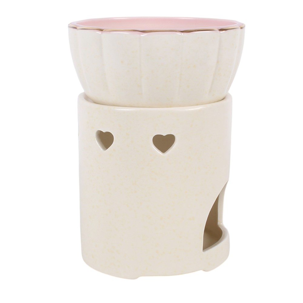 Pink Scalloped Ceramic Fondue Set for Two4