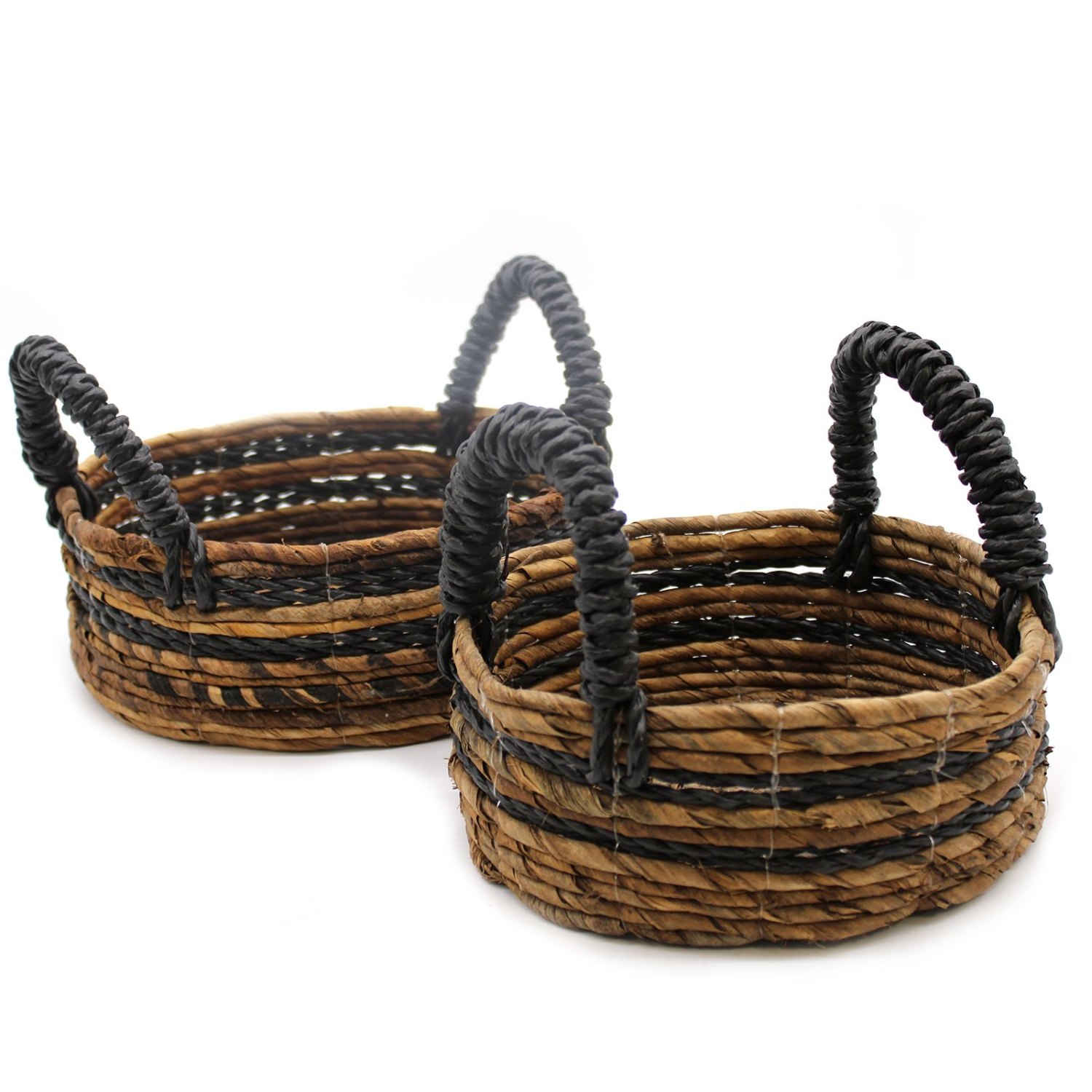Banana Leaf and Hitam Raffia Baskets – Set of 2