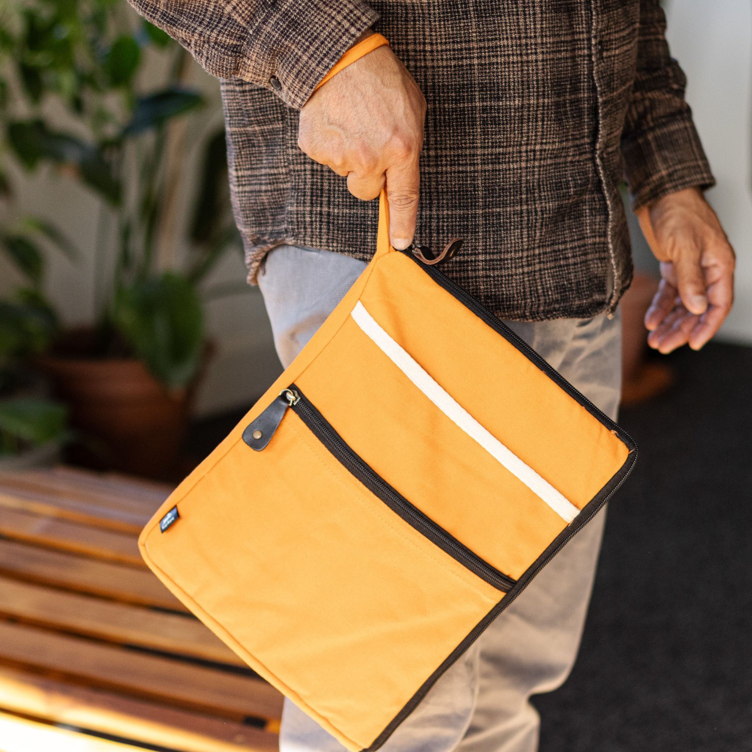 Hop Hare Orange Canvas Travel Laptop Pouch5