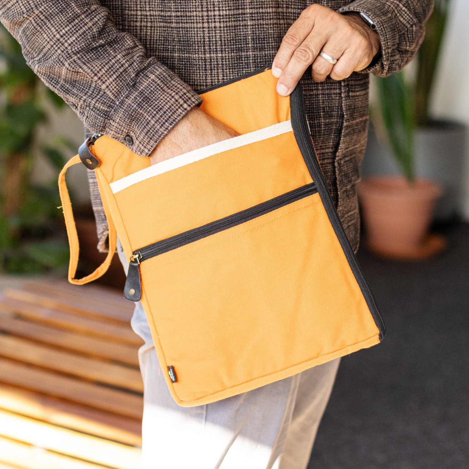 Hop Hare Orange Canvas Travel Laptop Pouch6