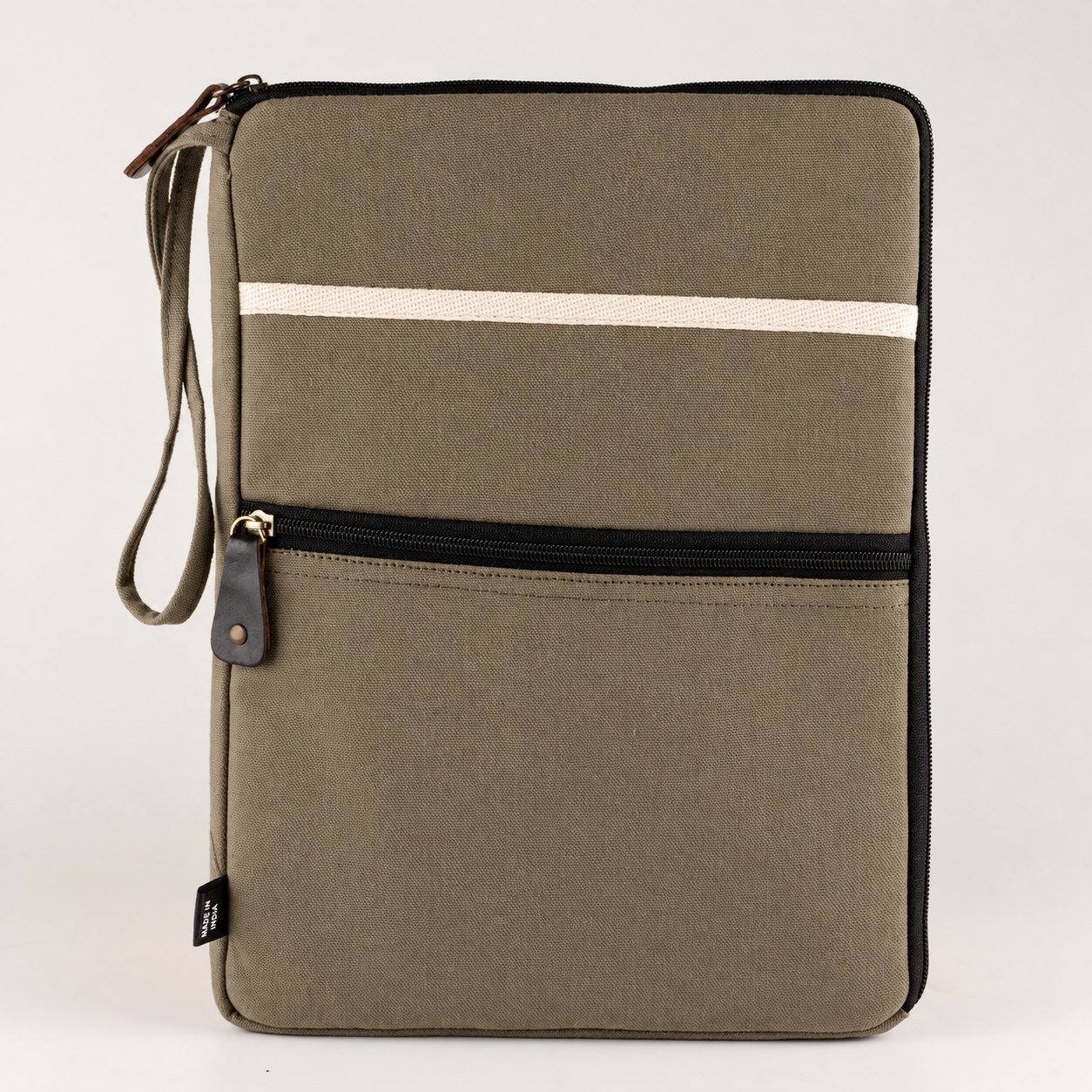 Hop Hare Olive Canvas Travel Laptop Pouch
