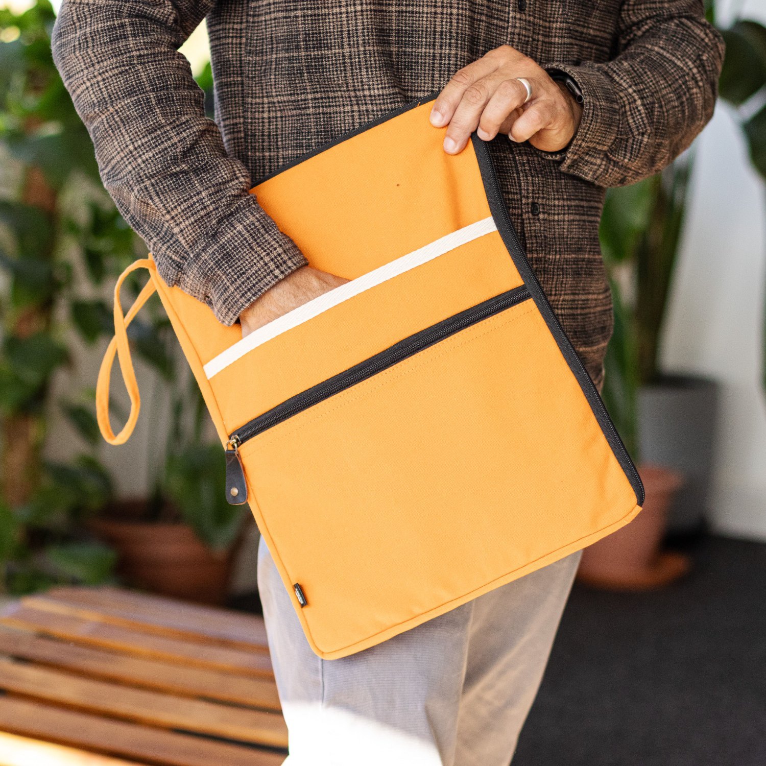 Hop Hare Orange Canvas Large Laptop Pouch14