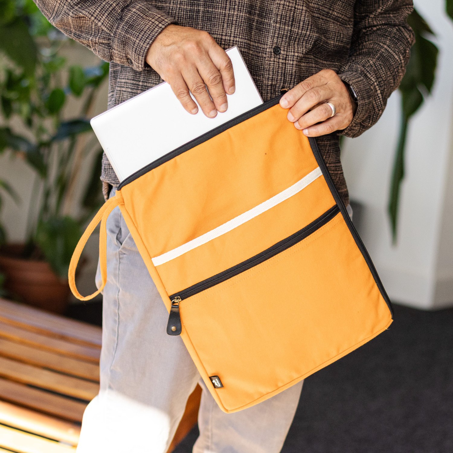 Hop Hare Orange Canvas Large Laptop Pouch15