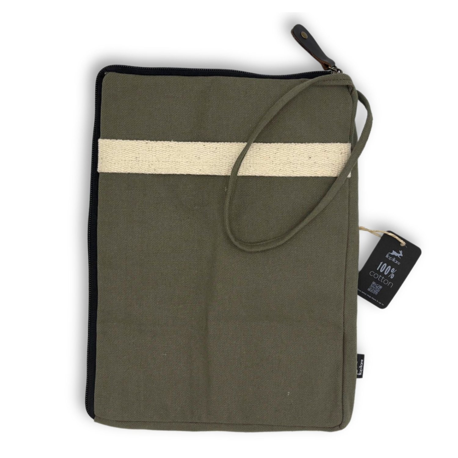Hop Hare Olive Canvas Large Laptop Pouch5