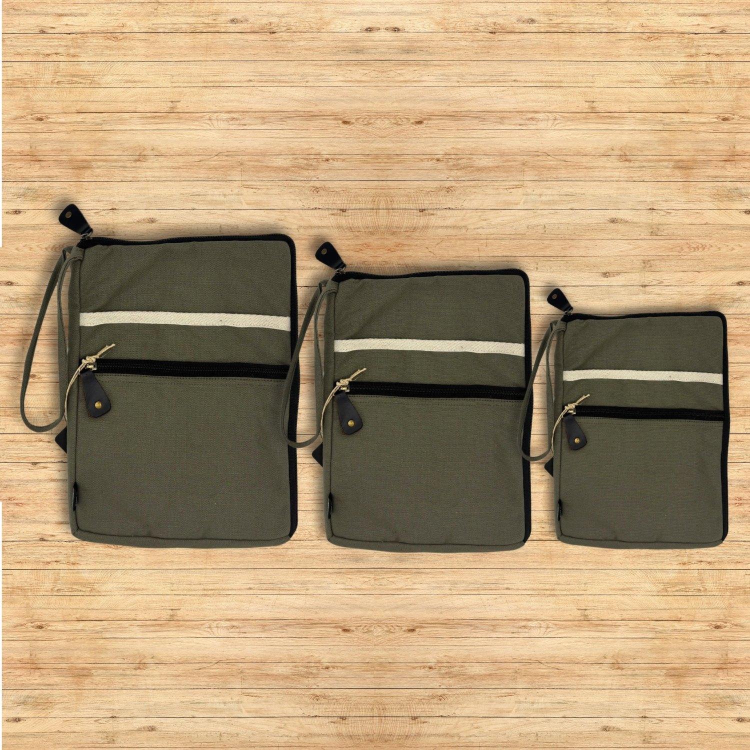 Hop Hare Olive Canvas Large Laptop Pouch6