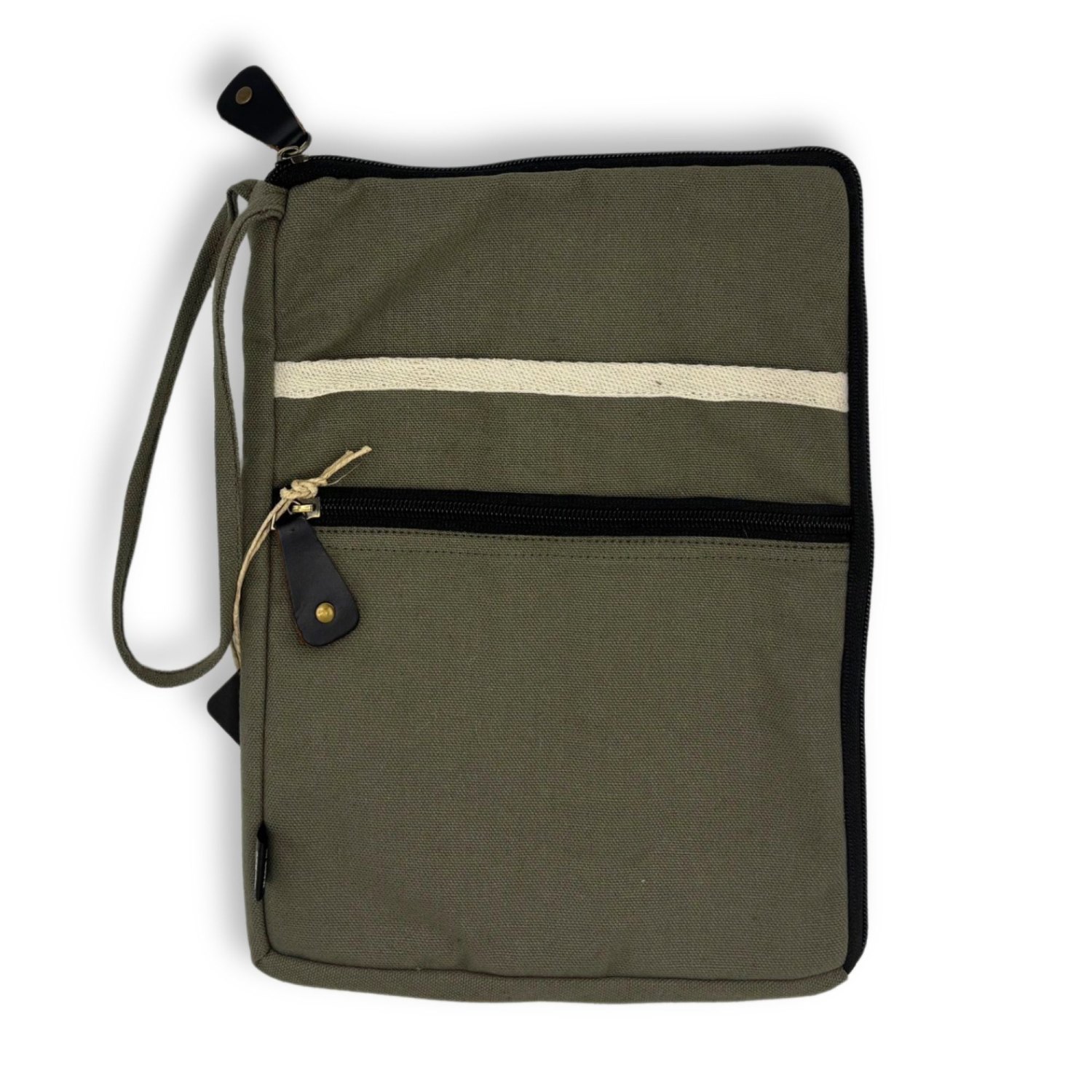 Hop Hare Olive Canvas Large Laptop Pouch7
