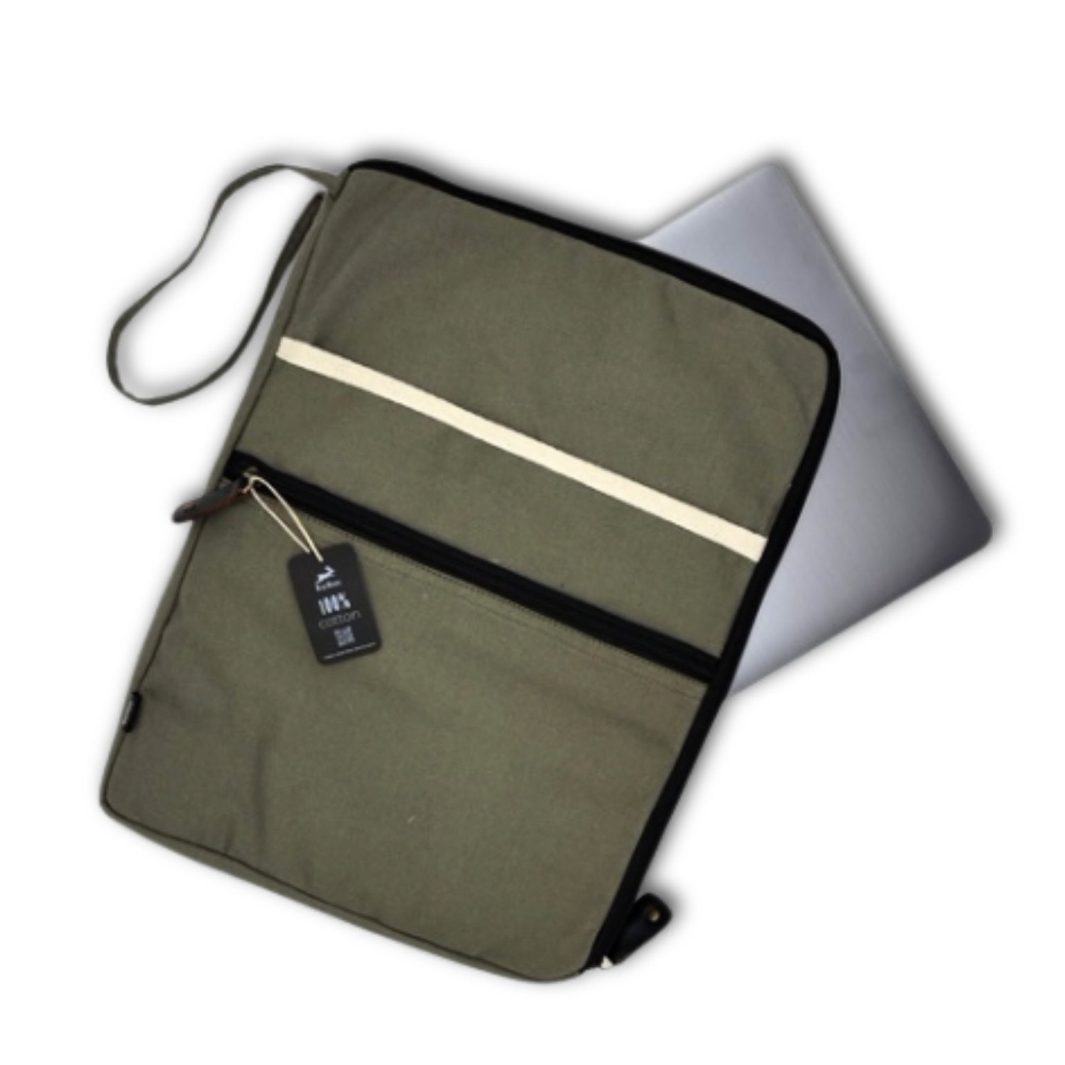 Hop Hare Olive Canvas Large Laptop Pouch8